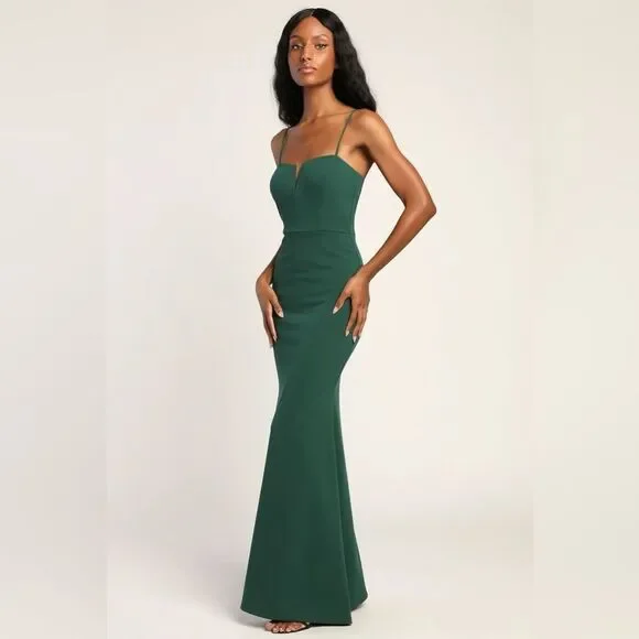 forest green mermaid dress V Neck Emerald Green Mermaid Prom Dresses, Dark Green Mermaid Long Formal Evening Dresses, Custom Size / Green as Pics / With Rush+$19.99